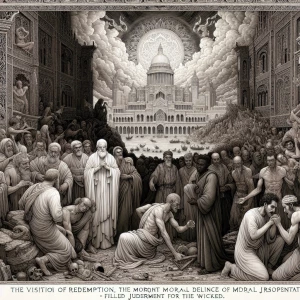 Create a series of illustrations depicting the key themes and ev...