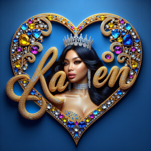 VCraft a 3-D image showcasing the name 'KAREN' in a luxurious go...