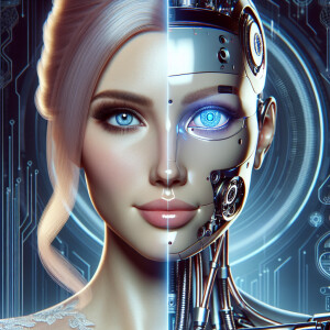Taylor Swift cyborg, half woman half machine