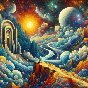 Create an image of towering, majestic mountains under a clear sk...