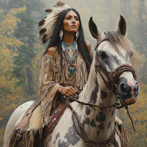 Create a hyper-realistic detailed image featuring a Native Ameri...