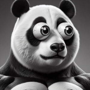 Realistic panda with googly eyes