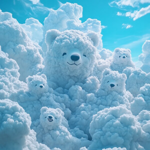 A photo of the epic clouds, with cute bear faces carved into the...