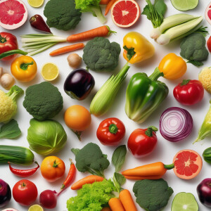 Create an image showcasing a selection of fruits and vegetables...