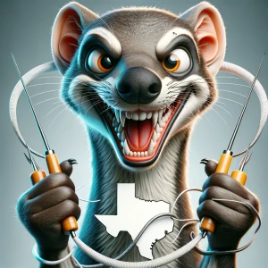 A highly detailed logo of an anthropomorphic mongoose with a wil...