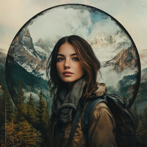 Hyper-realistic digital art portrait of a confident female adven...