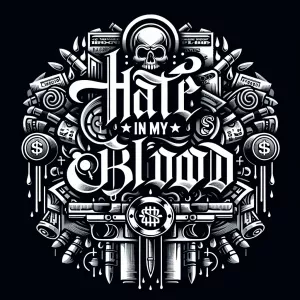 Design a bold circular and edgy logo with and the name ('hate in...