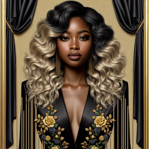 Create a vertical 3-D portrait of a light-skinned African-Americ...
