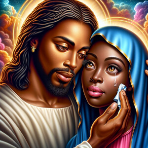 Ensure that the image distinctly represents both Jesus Christ an...