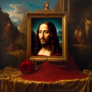 An oil painting that renders an image similar to the Crist Salva...