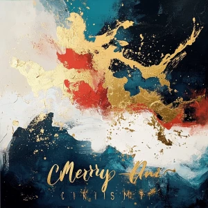 A beautiful abstract Christmas image with gold leaf. It says ‘Me...