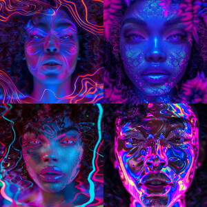 3D fluorescent image of a beautiful LIGHT SKIN African American...