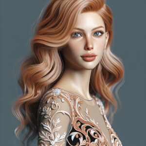 Photo realistic image. High resolution. Pretty light ginger hair...