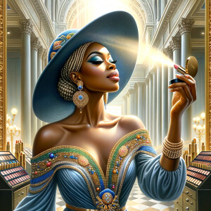 Create an airbrush oil painting of an African American woman wit...