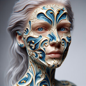 A beautiful woman whose skin on her face, neck and arms has been...