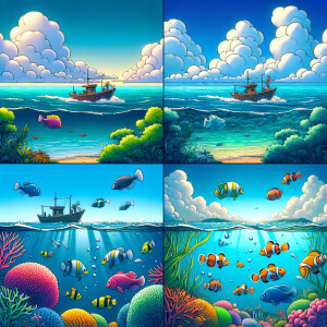 Pemandangan laut,awan yang bergerak dan kapal nelayan yg sedang...