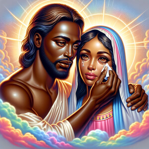 Ensure that the image distinctly represents both Jesus Christ an...