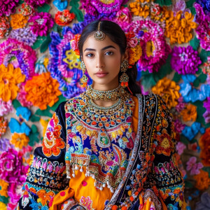 You've shared an image of an individual wearing a beautifully vi...