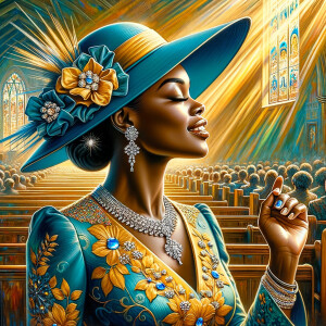 A spiritually enriching illustration portrays an African America...