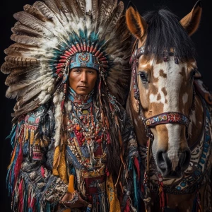 Create an 8K Ultra HD image of the Native American leader Crazy...
