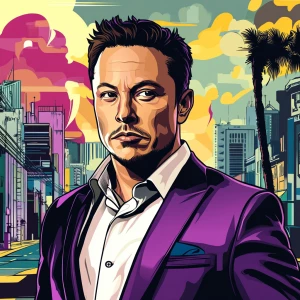 Elon Musk in GTA art style — Robbing people — in the style of a...