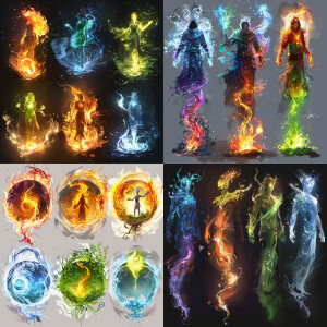 I wanted to fuse 5 characters of different elements water, earth...