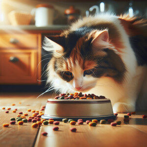 Un gato comiendo