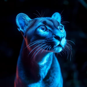 A luminescent, vanishing Moonbeam Panther, its sleek fur shimmer...