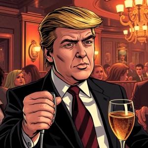 Donald Trump Jr. at a nightclub, in carton art style