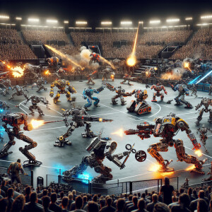 Robot Death Match Arena fights, different style battle robots fi...
