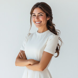 A woman

Smiling 

Clothes: Modest Dress

Looks Clean & Modest &...