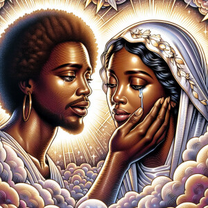 Ensure that the image distinctly represents both Jesus Christ an...