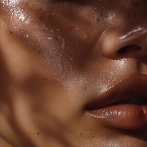 Capture a high-definition, slow-motion close-up of flawless, glo...