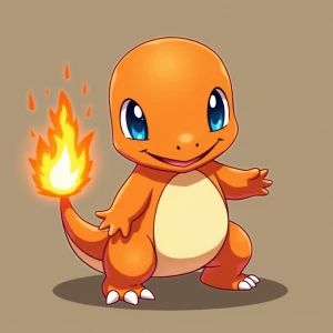 Create an image of Charmander, the fire-type Pokémon, with its d...