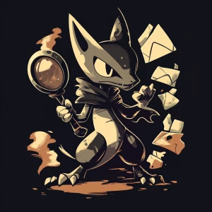 A vigilant Marowak silhouette holding a magnifying glass-shaped...