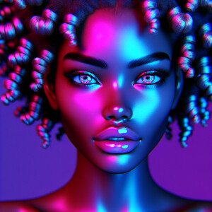 3D fluorescent image of a beautiful LIGHT SKIN African American...