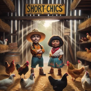 "Capture a sensually yet quirky scene inside a rustic chicken ho...