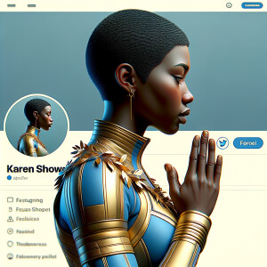 Create a 3D illustration of a realistic light skinned African-Am...