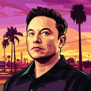 Elon Musk in GTA art style — Elon musk in a GTA Poster — in the...