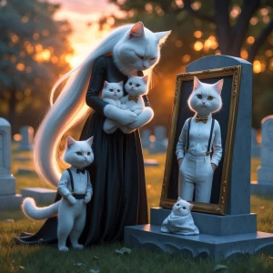 n ultra realistic, cinematic 8K scene in a peaceful cemetery at...