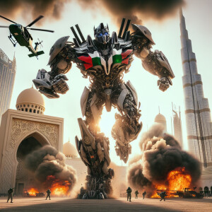 United Arab Emirates as a transformer character, national emblem...