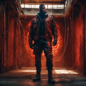 create a hyper-realistic (RAW, analog), action view of A big & t...