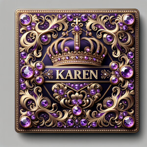 Create an image of a square-shaped tag with a sumptuous, ornate...