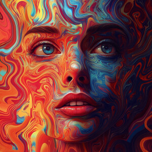 Create an ultra-realistic digital portrait of a female, position...