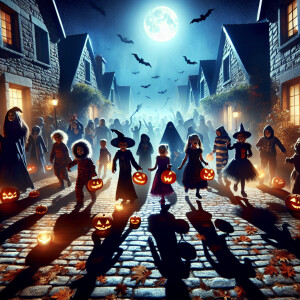 "Under a moonlit sky, Halloween night breathes magic into the to...