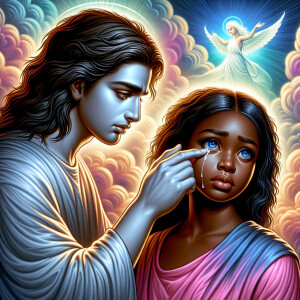 Ensure that the image distinctly represents both Jesus Christ an...