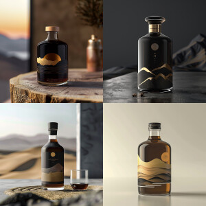 Luxurious glass bottle for coffee concentrate, minimalistic luxu...