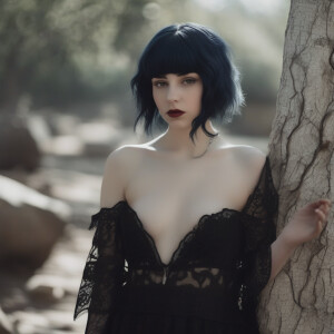 Middle school goth girl nudist showing her pale body and shaved...