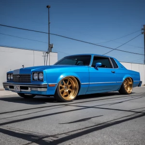 Lowrider car with 84s and blue candy paint- stylized design