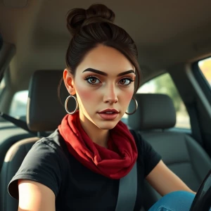 a not pretty girl with brown hair, thick eyebrows, pumped up lip...